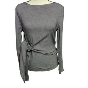 2/$30 Zara Black/White Houndstooth Wrap Long Sleeve Side Zip Top Size M #0797